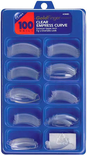 Gold Finger Clear Empress Curve Tips Unghii False Extreme Lung Auriu Transparent 100 Bucăți