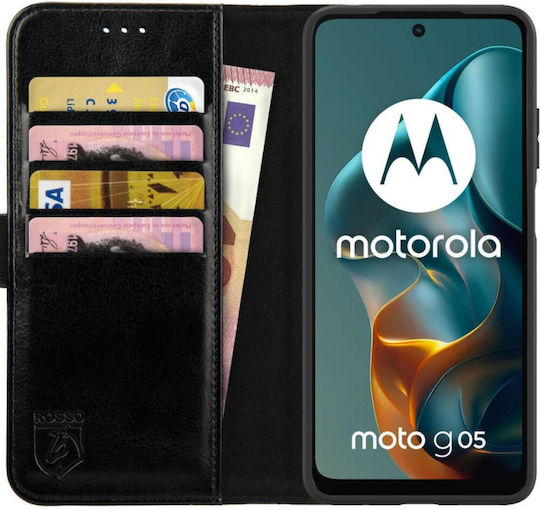 Rosso Element Pu Wallet Piele artificială / Silicon Negru (Motorola Moto G05, Motorola E15)