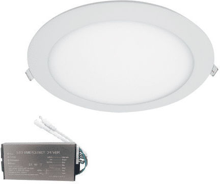 LED Панел Кръгло Вградено 18W 6400K+ Комплект Защита