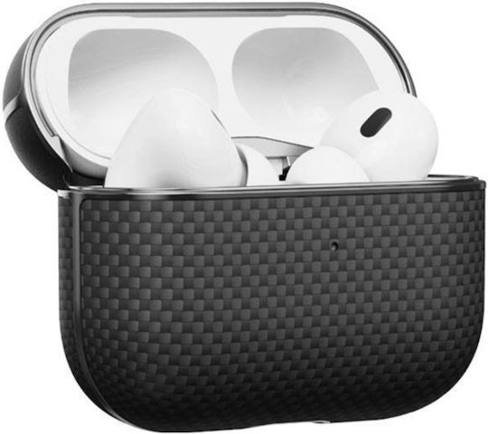 Pitaka Aramid Fiber Magnetic Case 1500d Plain Apple AirPods Pro 2 Black Gray Grained Apm2401