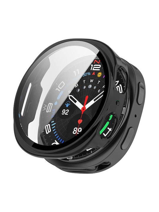 Techsuit Defense360 Pro Plastikhülle mit Glas in Schwarz Farbe für Samsung Galaxy Watch8 44mm