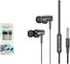 Ap-12359 In-ear Handsfree Headphones with Connector 3.5mm Black