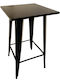 Masă Pătrată Bar Pliabilă Metalică Neagră 60x60x103cm