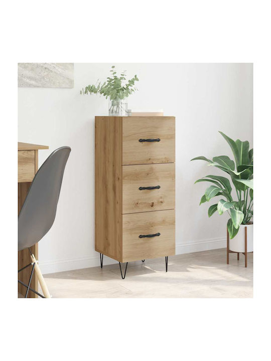Drawers Storage Wooden with 3 Drawers L34xW34.5xH90cm