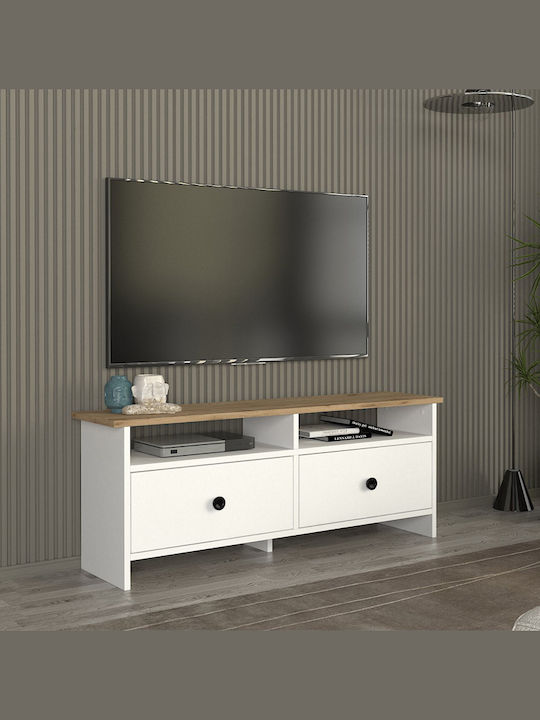 Έπιπλο Τηλεόρασης Gradias Λευκό - Sapphire Oak Μ120xΠ29.6xΥ46.8cm