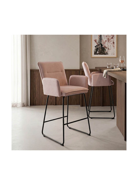 Stool Bar with Backrest Upholstered with Fabric...