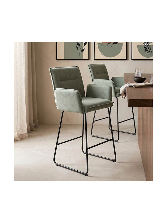 Stool Bar with Backrest Upholstered with Fabric...
