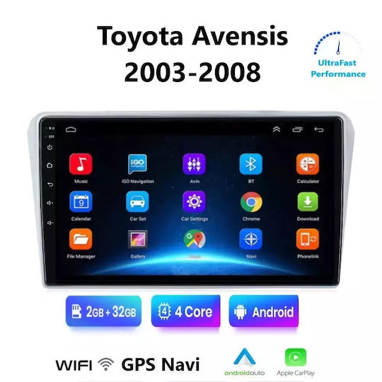 Ηχοσύστημα Αυτοκινήτου για Toyota Avensis 2003-2008 (Bluetooth/USB/WiFi/GPS/Apple-Carplay/Android-Auto) με Οθόνη Αφής 9"