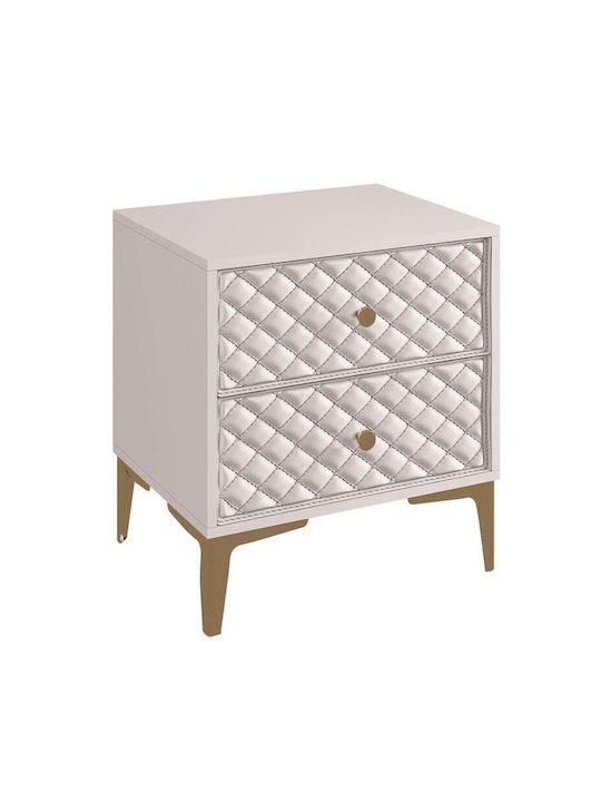 Bedside Table Lana With Ecru Artificial Leather...