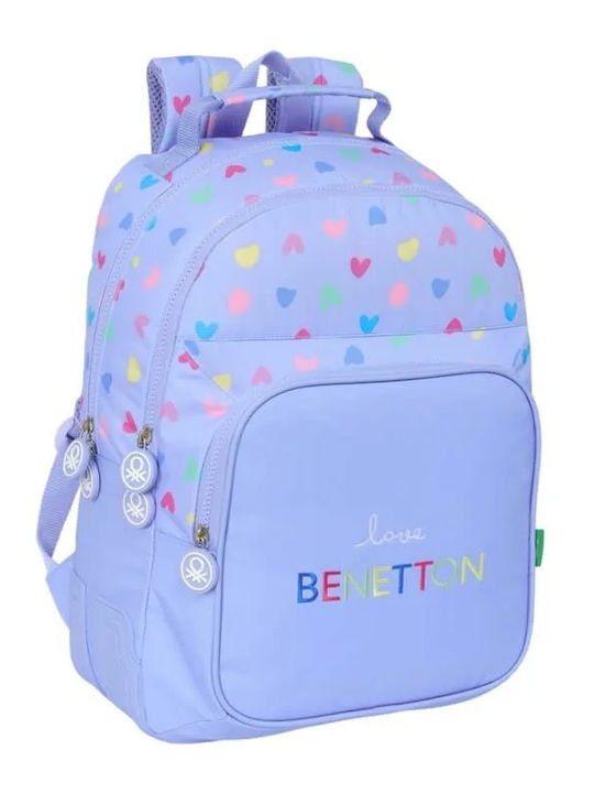 Benetton Σχολική Τσάντα Πλάτης Λιλά