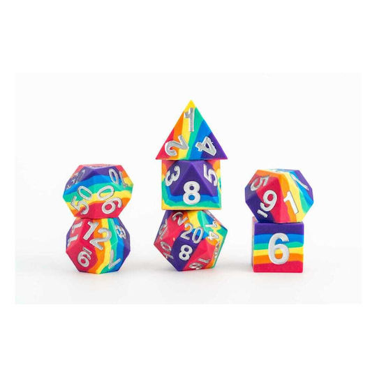 Fanroll Sharp Edge Silicone Dice Set Rainbow 7