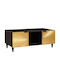 Rectangular Central Coffee Table Made of Solid Wood Black and Gold W100xD54xH40cm