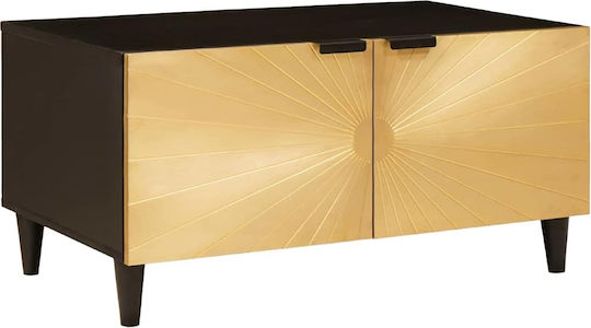 vidaXL Rectangular Central Coffee Table Made of Solid Wood Black and Gold M80xW50xH40cm