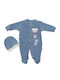 Papillon Kids Babystrampler Langärmliges Samt mit Mütze Sky Blue