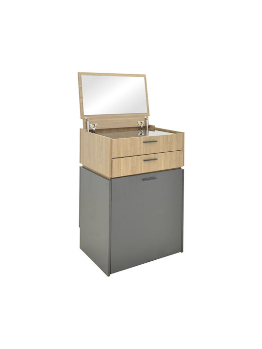 Schminktisch Sonlen Hölzern Anthracite-light Walnut mit Spiegel 60x45x122cm