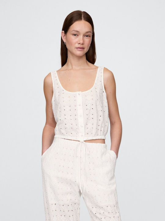 Γυναικείο Crop Top Βαμβακερό Ριγέ Off White