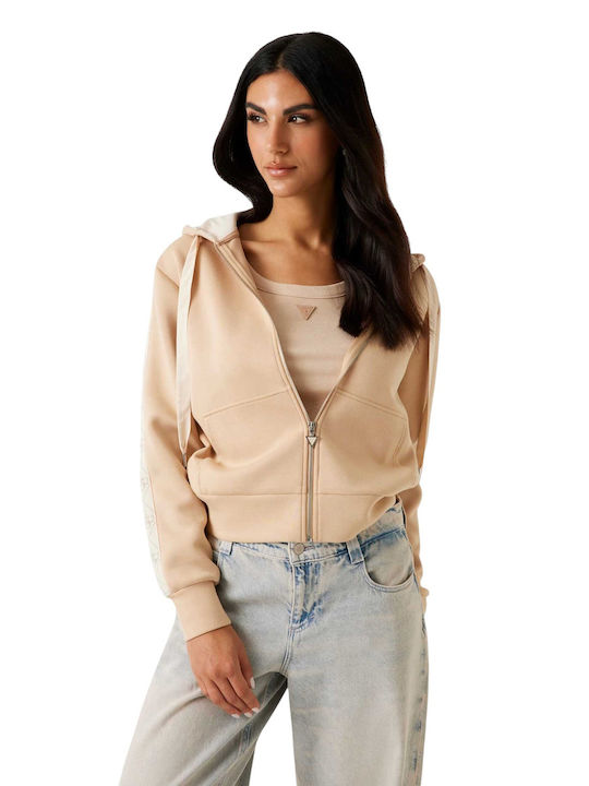 Scuba Women's Sweatshirt Jacket Hooded Beige