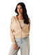 Scuba Women's Sweatshirt Jacket Hooded Beige