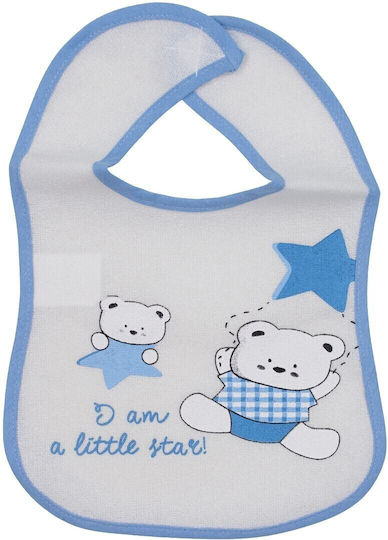Kamtex Baby Waterproof Baby Bib 100% Cotton with Hoop & Loop Fastener Light Blue