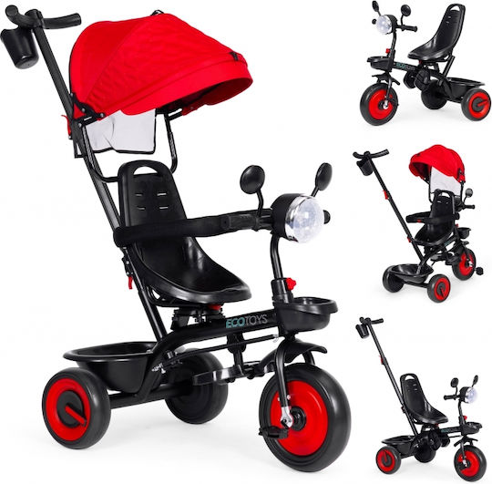 Ecotoys Convertible Kids Tricycle with Parental Handle 3 in 1 for 6 Months Red