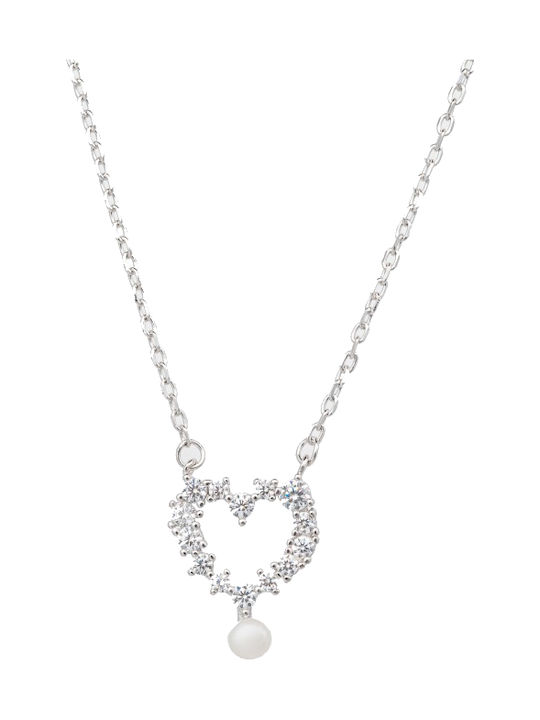 Kloxx Halskette mit Design Herz aus Silber mit Perlen