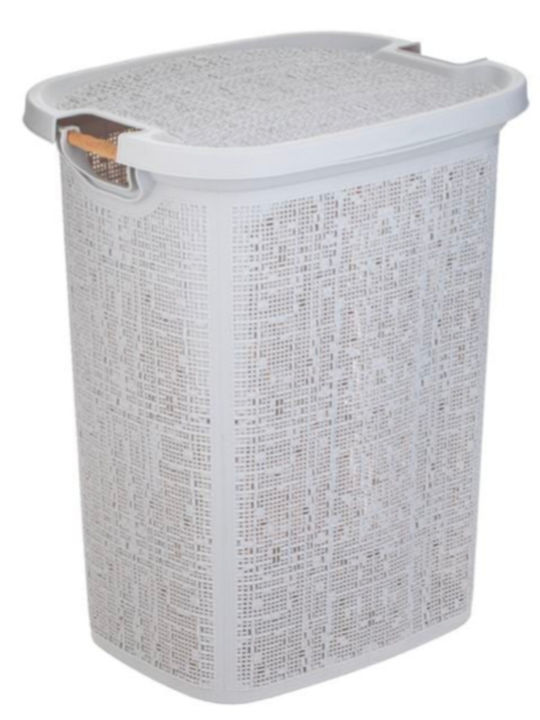 Plastic Laundry Basket with Cap 46x37x57.5cm Gray