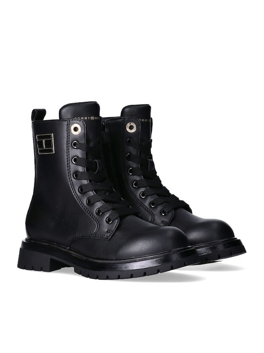Kinderstiefel mit Schnürsenkeln Schwarz