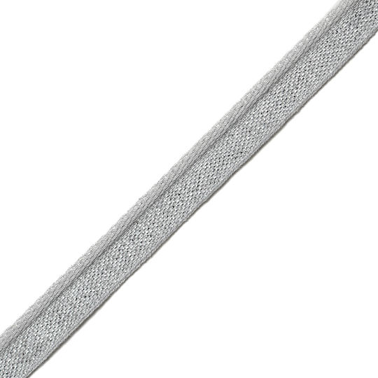 Ribbon Wick Cord Polyester Light Gray Silver Lurex 1cm Meter