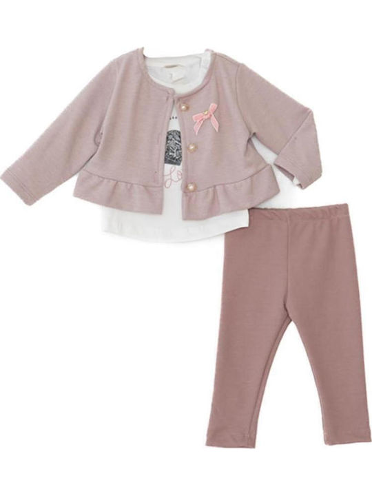 Restart Kids' Set with Pants Winter 3pcs Pink