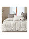 Ravelia Duvet Cover Set Cotton Satin Queen with 2 Pillowcases 230x250 Sateen Freya Ecru