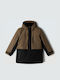 Παιδικό Casual Μπουφάν με Επένδυση & Κουκούλα Black, Khaki