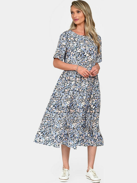 Mini Dress with Ruffle Blue