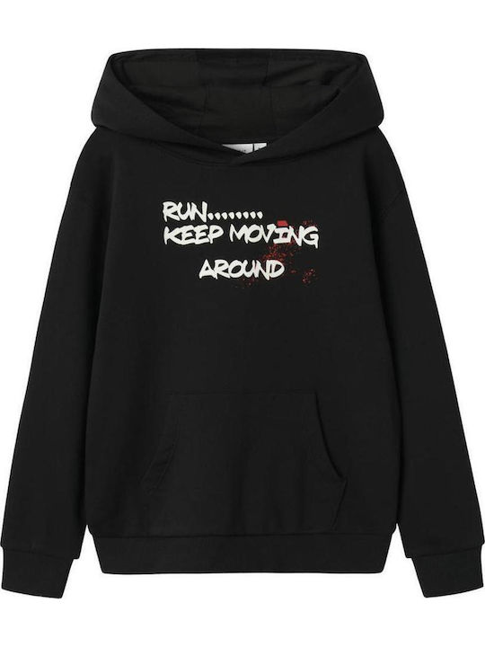 Kids Sweatshirt With Hood And Pockets Black