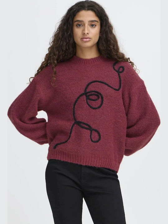 Damen Pullover Wolle Maroon
