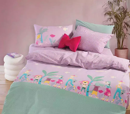 Nef-Nef Homeware Σετ Μονά Roller Friends Μωβ 170x260cm Nef-Nef Homeware Σετ Μονά Roller Friends Μωβ 170x260cm