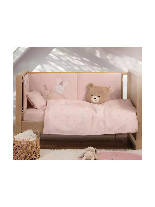Nef-Nef Homeware Special Party Baby Sheets Set Crib Cotton Pink Pink 120x170cm 3pcs