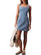 Summer Mini Denim Dress Light Aged Denim