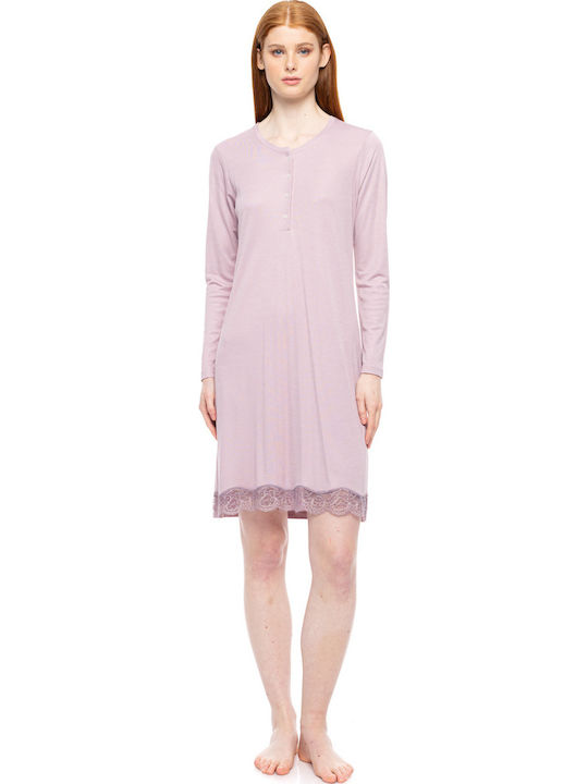 Pink Label Winter Women's Nightdress Dusty Pink