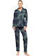 Pink Label Pink Label Winter Damen Baumwollenes Pyjama-Set Forest Bloom
