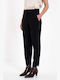 Damen Hoch tailliert Stoff Hose Black