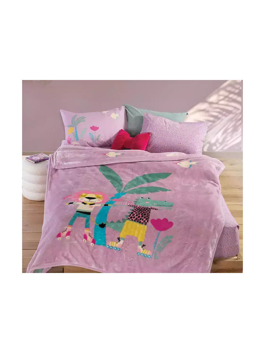 Nef-Nef Homeware Blanket Velvet Roller Friends Lilac 160x220cm