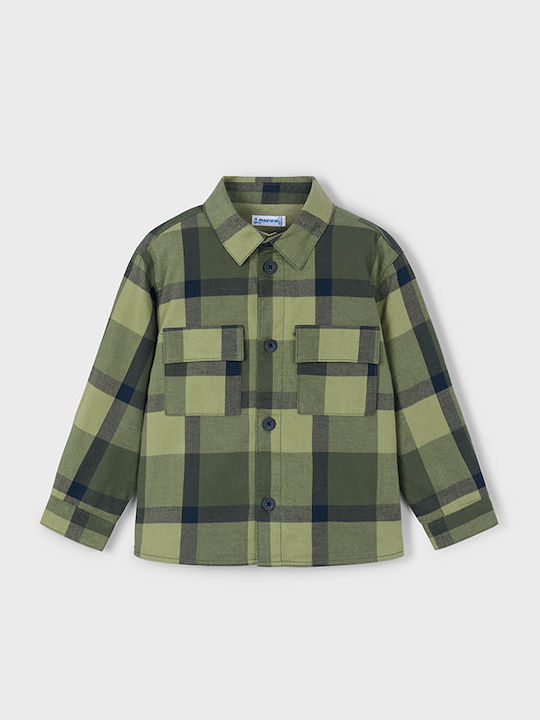 Mayoral Kids Checked Shirt Long Sleeve Olive