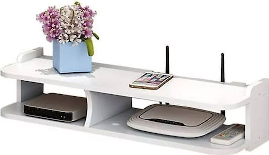 Router Accessories Holder 50 X 20 Cm 2 Compartments Wall-mounted Pvc Matte Finish White