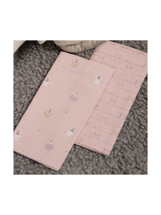 Nef-Nef Homeware Special Party Комплект Бебешки Чаршафи За Количка Памучни Розов 70x120бр 2бр