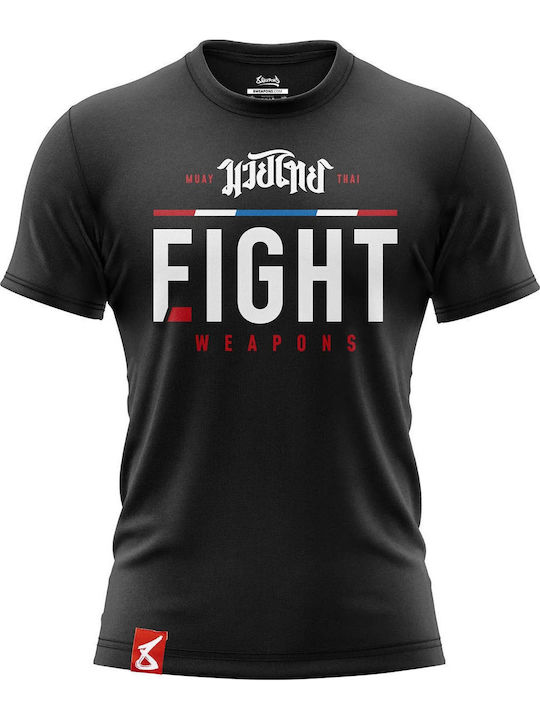 8 Weapons Herren Kurzärmlig T-Shirt 8010037-2-BK für Muay Thai Schwarz