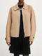 Wolle Damen Beige Mantel mit Reißverschluss A3W150091LG