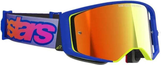 Motocross Goggles Alpinestars Supertech Vista Blue Yellow Purple Mirror Red