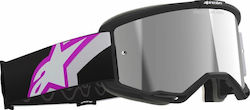 Motocross-Schutzbrille Alpinestars Vision 5 Corp Grau Lila Spiegel Silber
