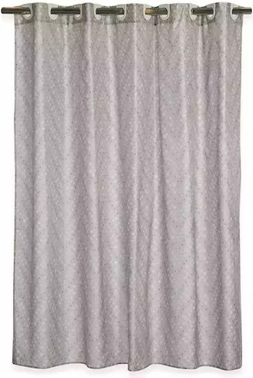 Nef-Nef Homeware Fonteste Shower Curtain Fabric with Hooks 180x180cm Silver