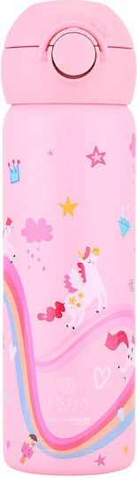 Estia Wonder Bottle Save The Aegean Kids Water Bottle Thermos Stainless Steel with Straw Non Spill Rainbow Dreams 500ml